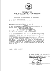 Example of a New Mexico (NM) Good Standing Certificate