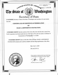 Example of a Washington (WA) Good Standing Certificate