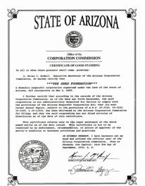 Example of an Arizona (AZ) Good Standing Certificate