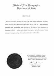 New Hampshire Good Standing Certificate New Hampshire Certificate of